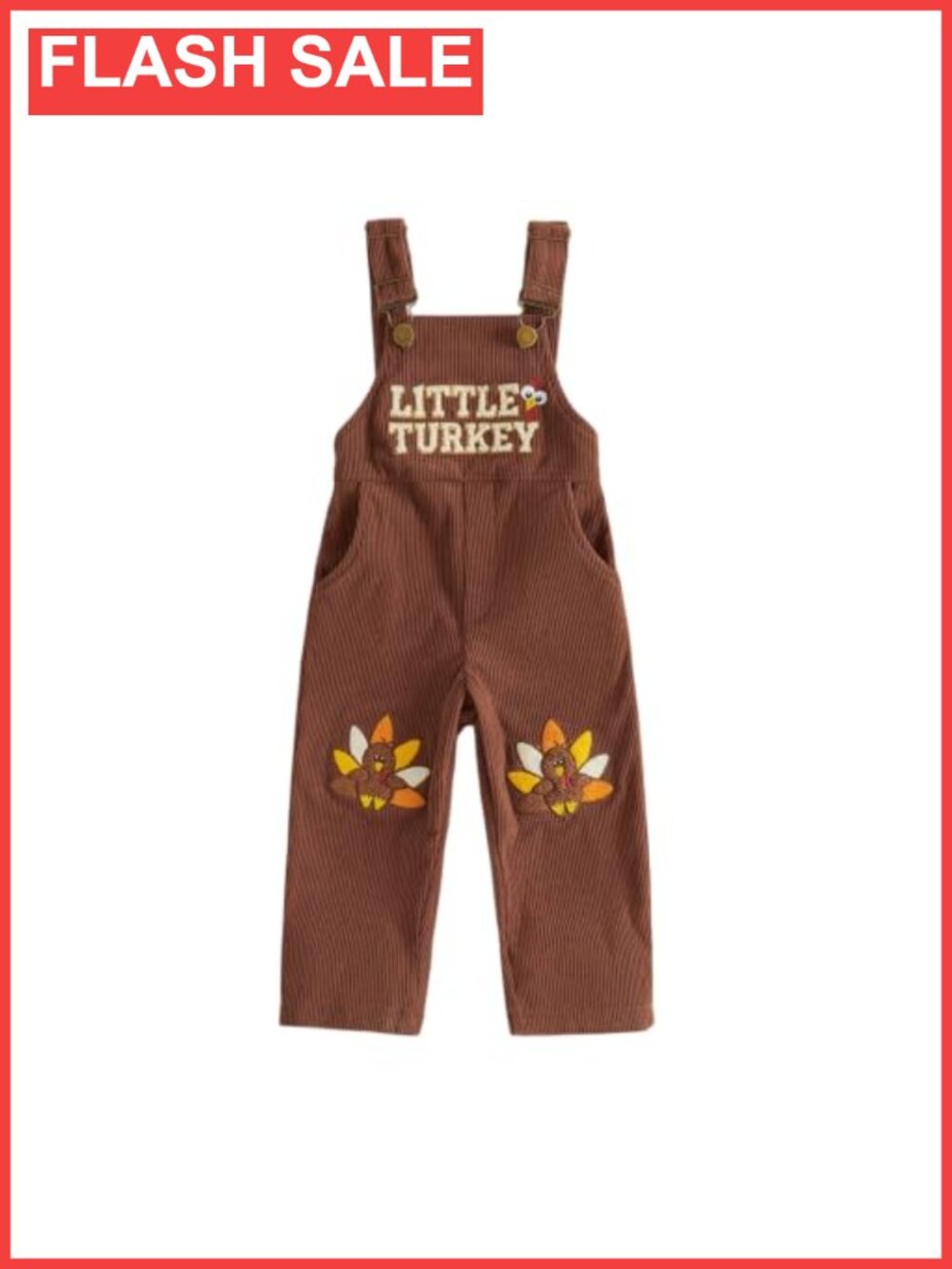 Toddler Thanksgiving Corduroy Turkey Overalls Boys Girls Polyester Outfit